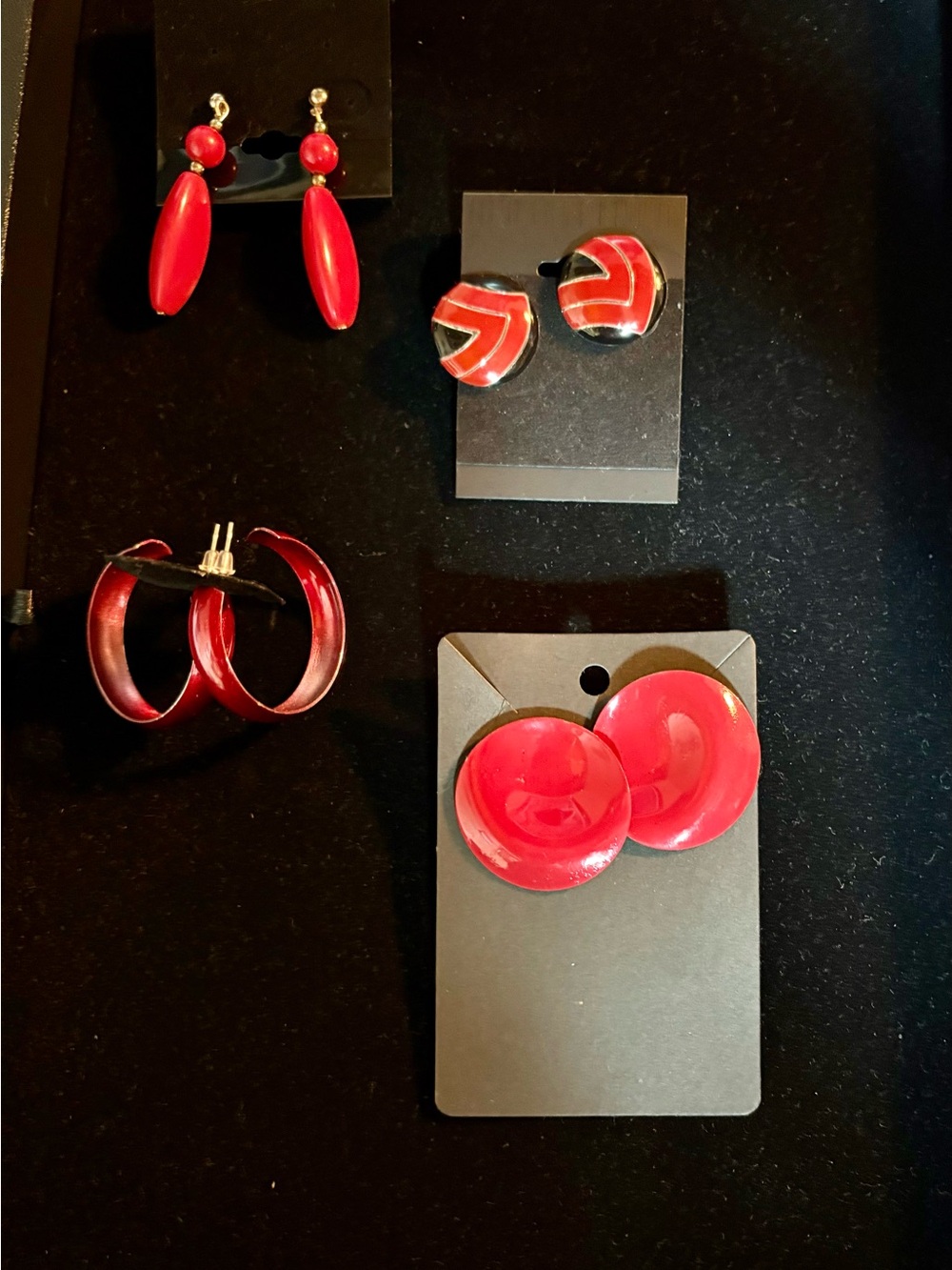 Red Women's Resin Hoop & Stud Earring Set